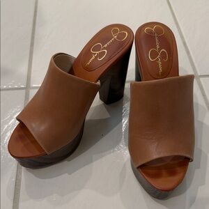 Jessica Simpson Tan Platform Mules